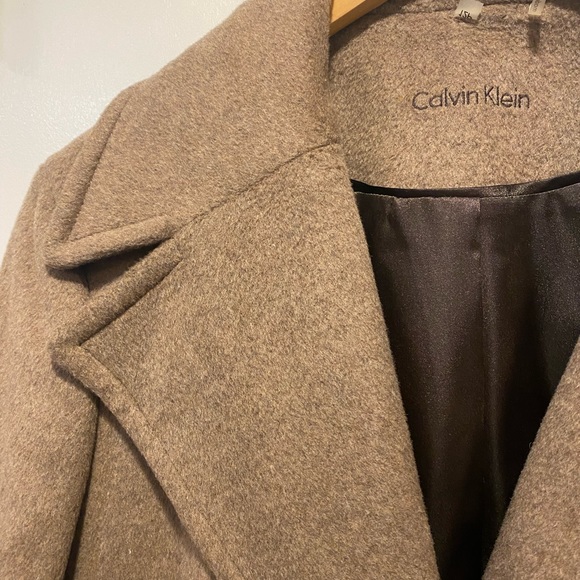 Calvin Klein Tan Wool Blend Peacoat NWOT - Size 12P - Picture 2 of 11